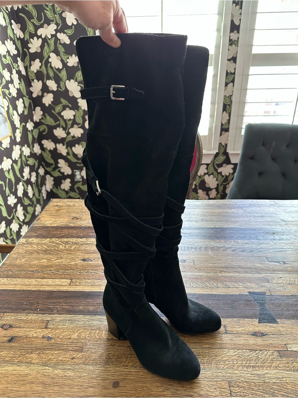 Sam Edelman Sable Black Suede Over-the-Knee Boots Size 7.5